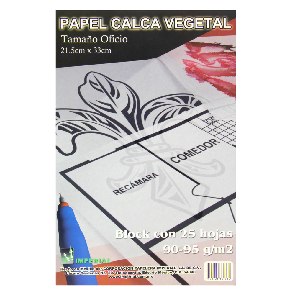 BLOCK PAPEL CALCO IMPERIAL 90/95 GRS OFICIO 25H