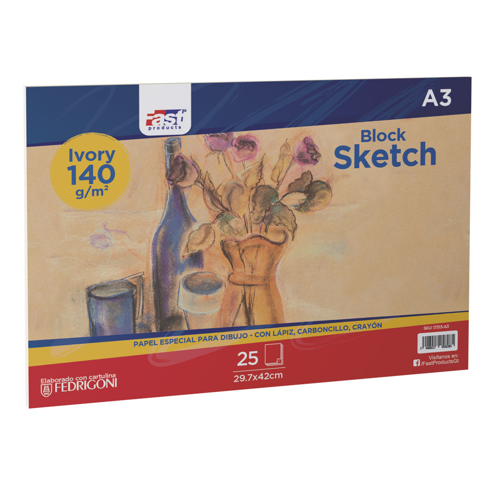 BLOCK SKETCH FAST 25H. 140GR. A-3 IVORY