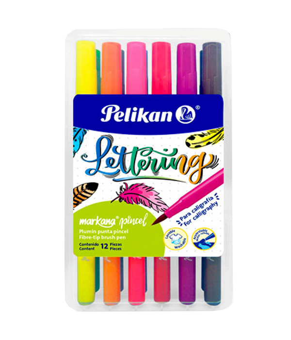 MARCADOR EN ESTUCHE PELIKAN 30341200 MARKANA PINCEL ET. 12 COLORES