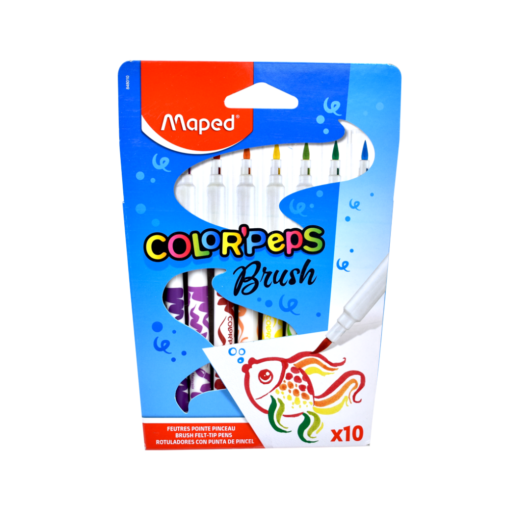 MARCADOR EN ESTUCHE MAPED 848010 BRUSH 10 COLORES 