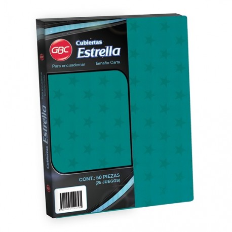 PASTAS P/ENC. GBC ESTRELLA 0.3MM CARTA SOLIDO TURQUESA