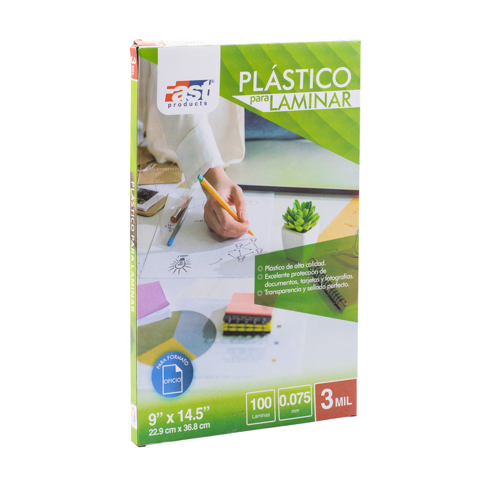 PLASTICO PARA LAMINAR FAST CX100 OFICIO 9"X14.5" X 3 MILESIMAS