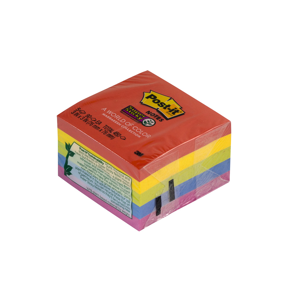 BLOCK POST IT 654-5SSAN 3"X3" PX5 MARRAKESH (NEON)