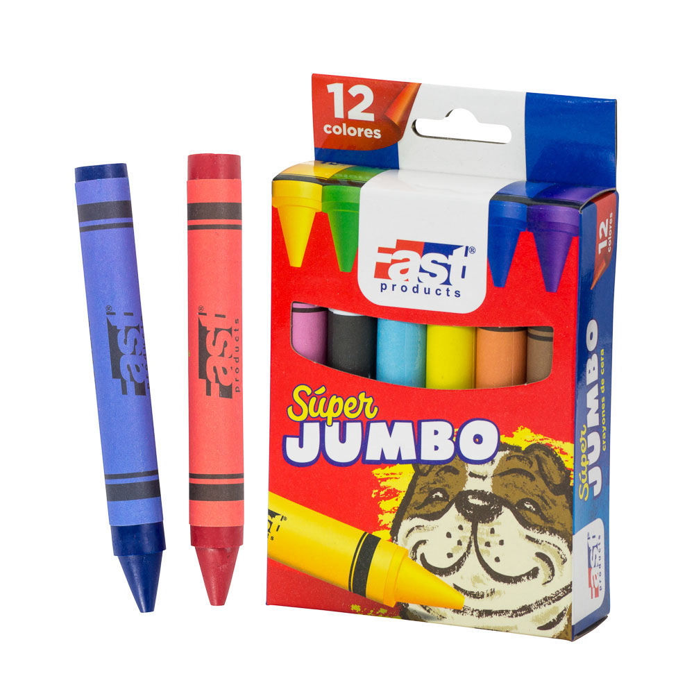 CRAYON DE CERA FAST 12 COL. SUPER JUMBO REDONDO