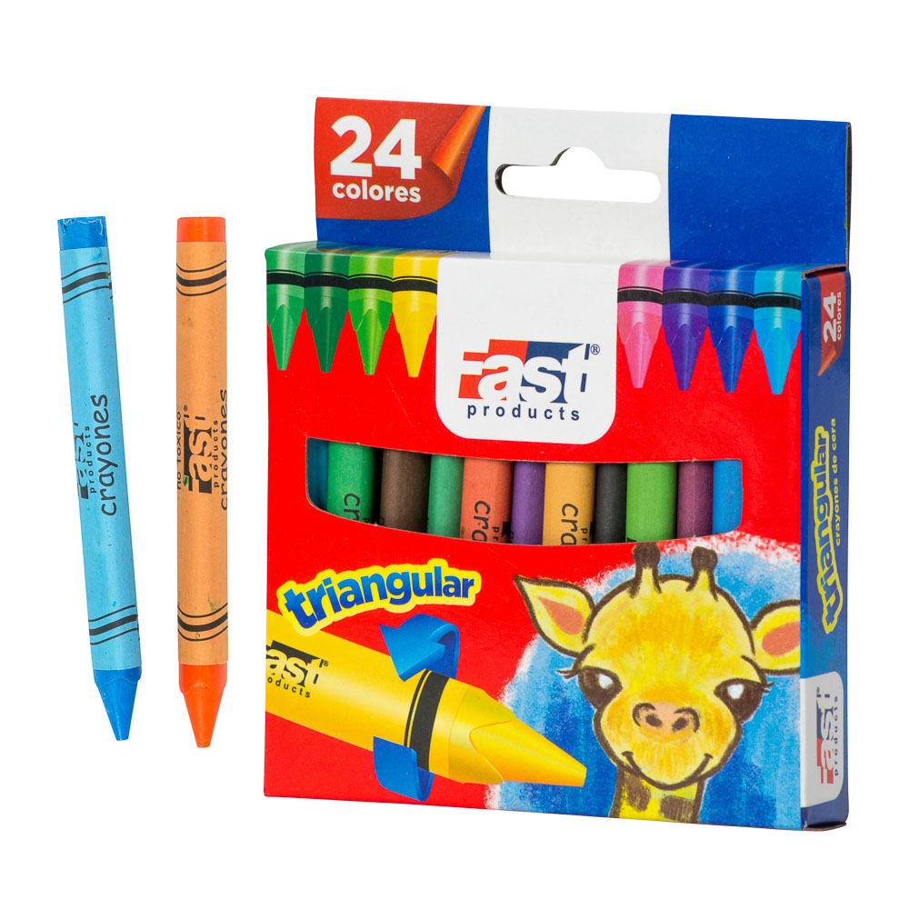 CRAYON DE CERA FAST T124 TRIANGULAR 24 COL. REGULAR