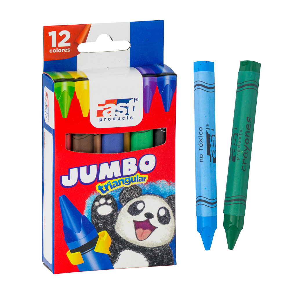 CRAYON DE CERA FAST T212 TRIANGULAR 12 COL. JUMBO