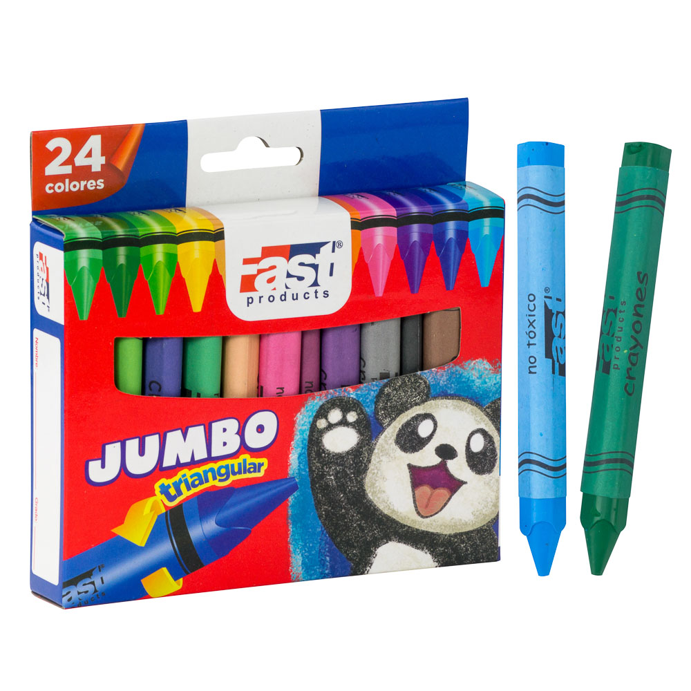 CRAYON DE CERA FAST T224 TRIANGULAR 24 COL. JUMBO