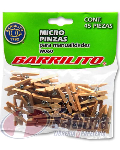 GANCHO DE ROPA MINI PARA MANUALIDADES PINZA BARRILITO W060 25MM BX45 MADERA