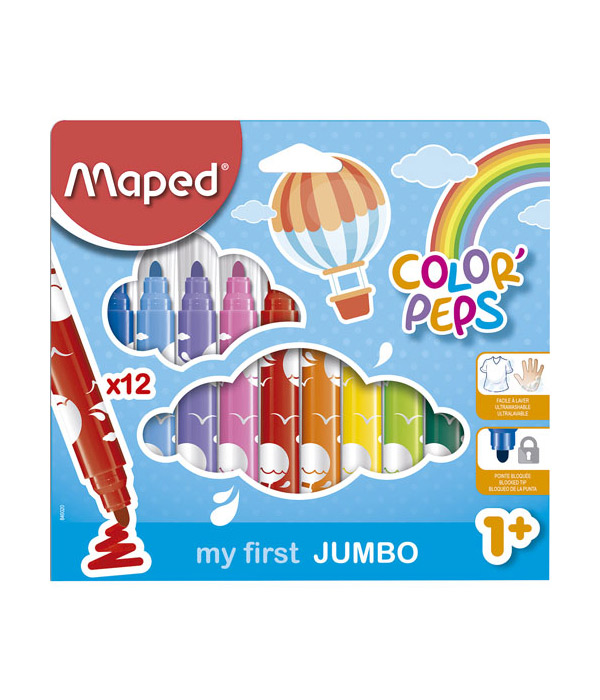 MARCADORES EN ESTUCHE MAPED 846020 COLORPEPS MAXI 12 COLORES