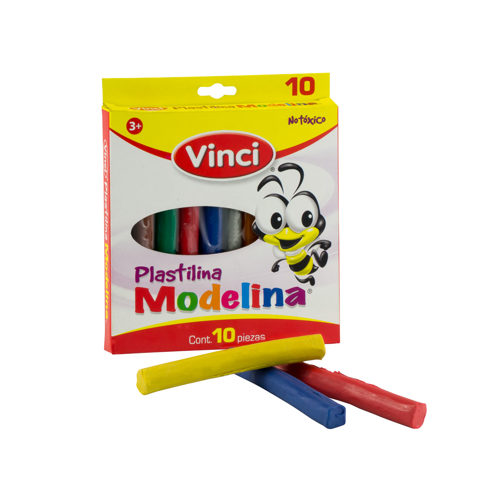 PLASTICINA VINCI 180 GR. CAJA X 10 BARRAS DE COLORES
