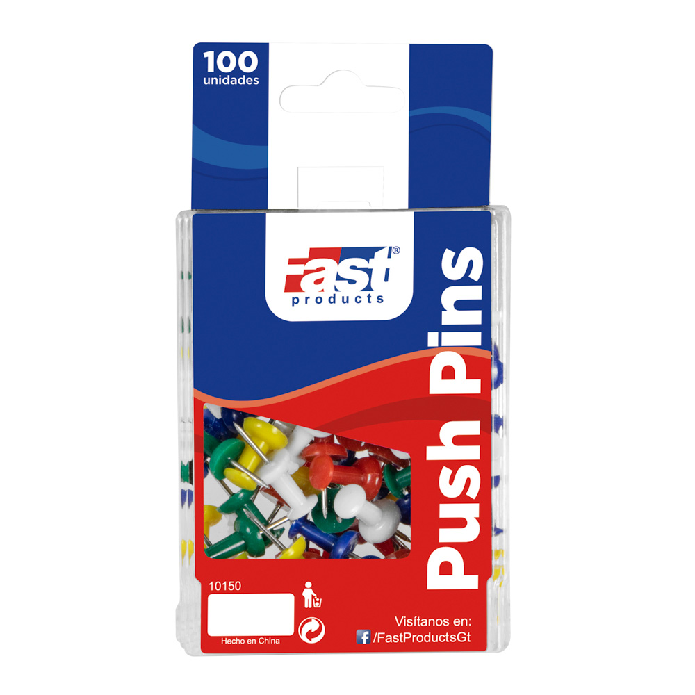 TACHUELAS PUSH-PINS FAST CX100 COLORES SURTIDOS