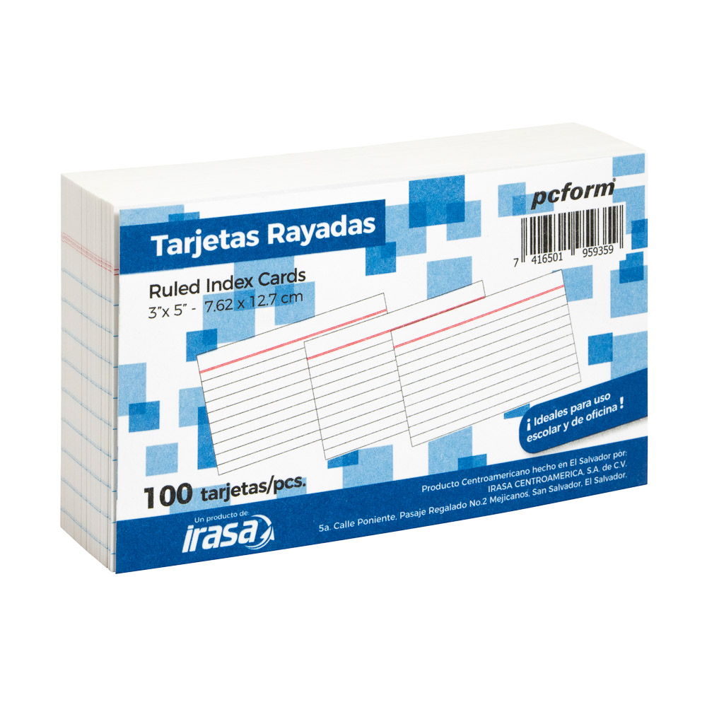 TARJETAS IRASA 322 3X5" PX100 RAYADAS 