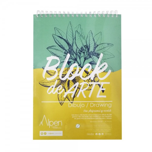 BLOCK PARA DIBUJO DRAWING 25 CM. X 35 CM. 200 G. 20 H. ALPEN FAVINI