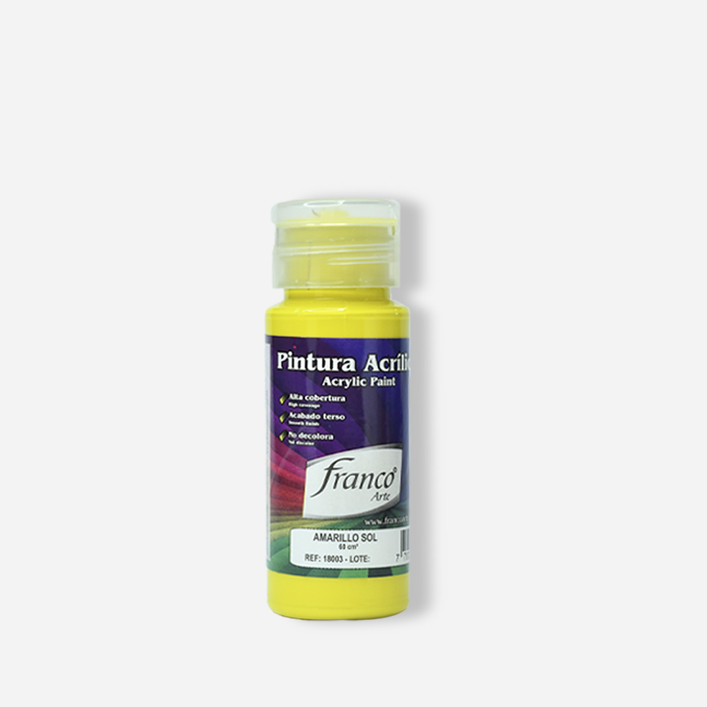 PINTURA ACRILICA 60 ML. 003 AMARILLO SOL FRANCO ARTE