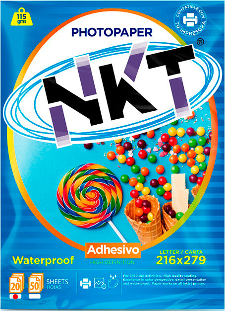 PAPEL ADHESIVO CARTA GLOSSY PX20 WATERPROFF 115GRS NKT