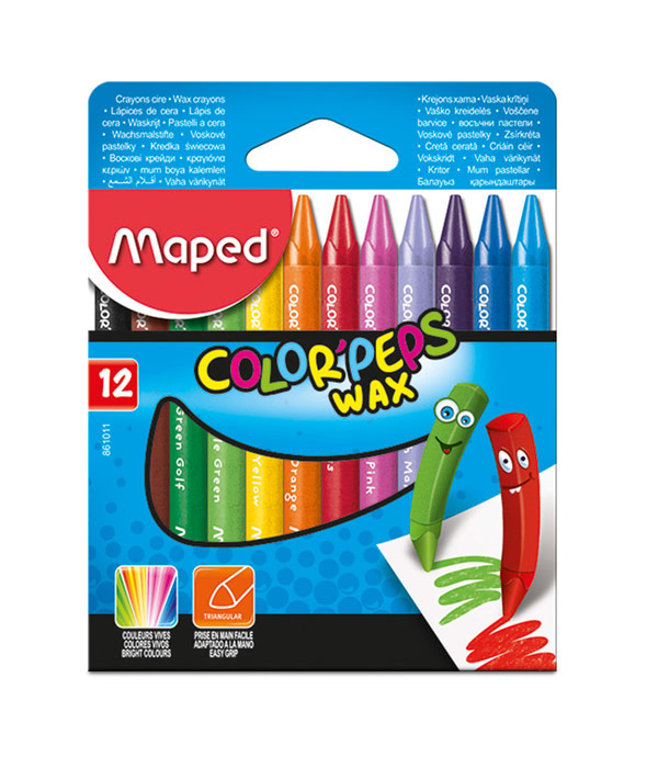 CRAYON DE CERA MAPED 861011 WAX CRAYONS TRIANGULAR 12 COLORES