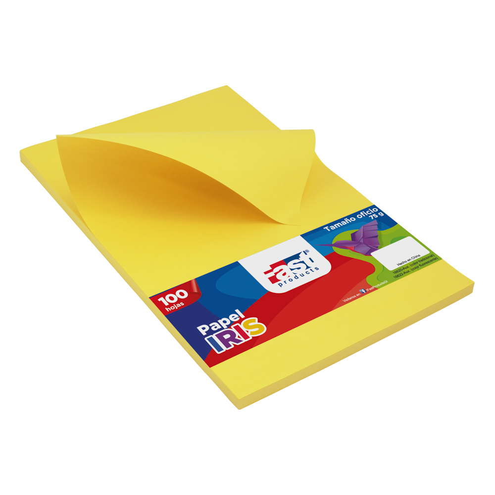 PAPEL IRIS FAST 75 GR. PX100 OFICIO AMARILLO LIMON