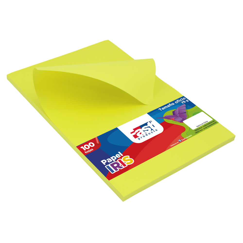 PAPEL IRIS FAST 75GR PX100 OFICIO FLUORESCENTE AMARILLO