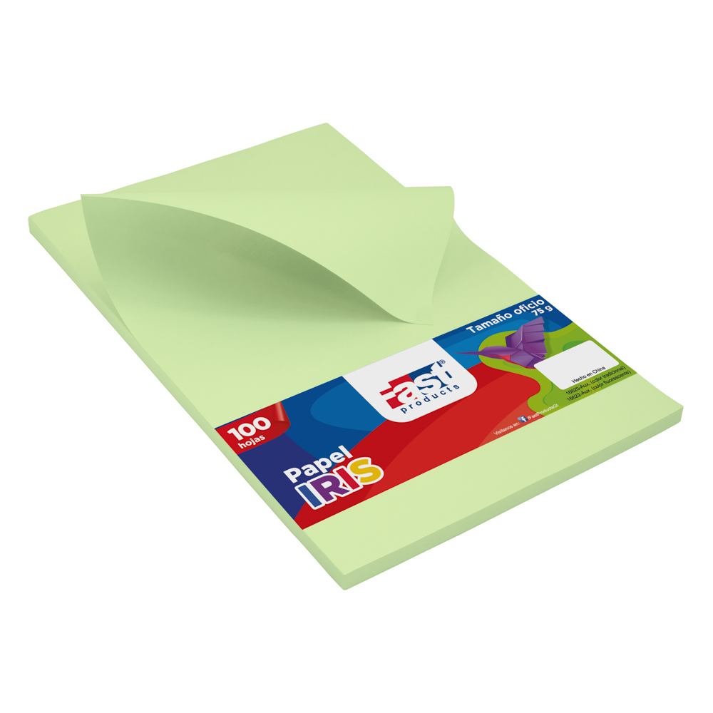 PAPEL IRIS FAST 75 GR. PX100 OFICIO VERDE CLARO