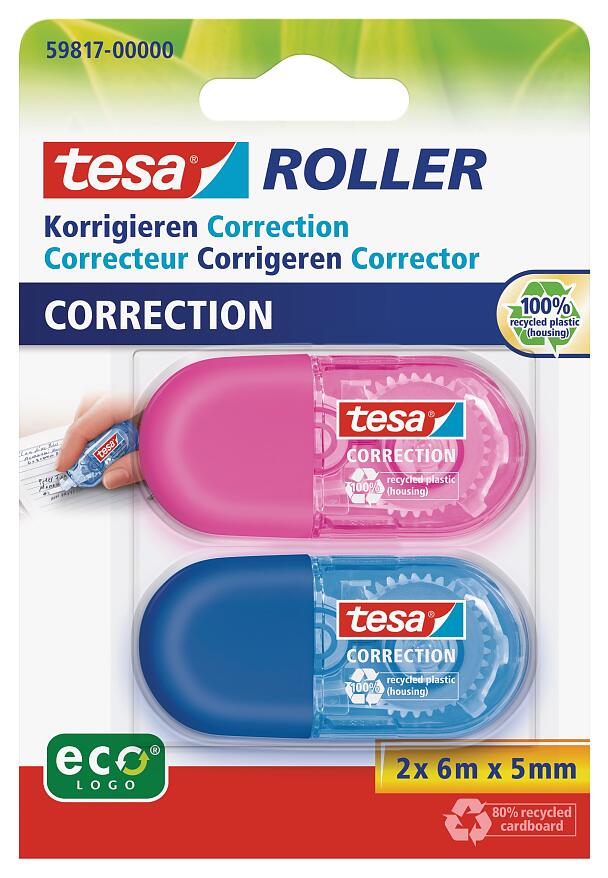 CORRECTOR TESA 598170 CINTA MINI ROLLER BLISTER X2 6MX5MM COLOR