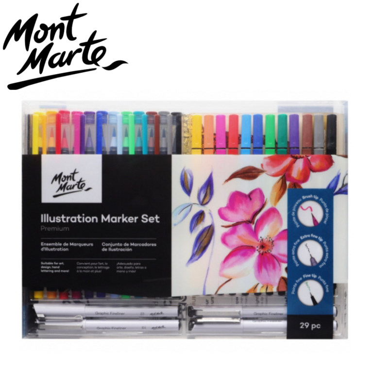 MONT MARTE PREMIUM SET MARCADORES DE ILUSTRACION 29 PIEZAS