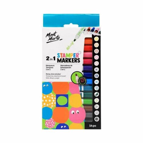 KIDS SET MARCADORES 2 EN 1 CON SELLO 14 COLORES MONT MARTE