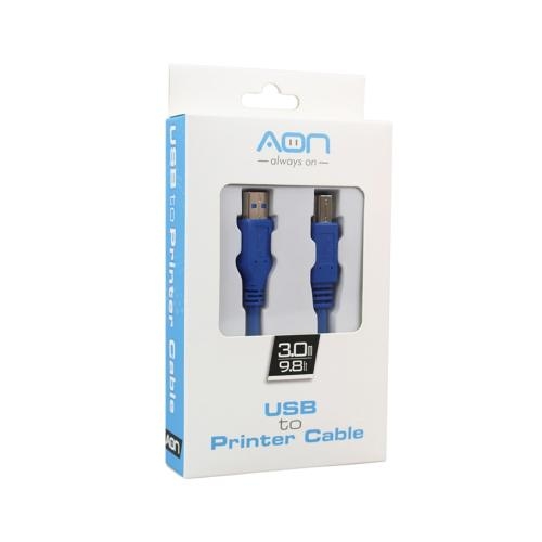 CABLE USB PARA IMPRESORA AON AO-CB-6102 3 METROS AZUL