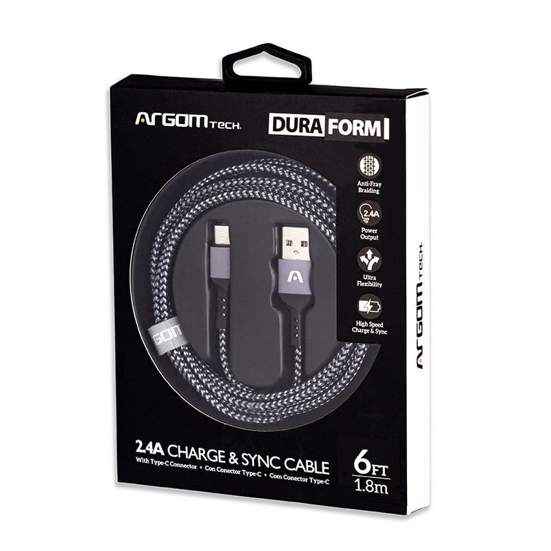 CABLE USB-C A USB ARGOM 1.8 METROS NEGRO