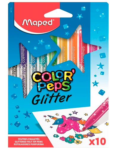 MARCADOR EN ESTUCHE MAPED 847110 GLITTER COLOR PEPS 10 COLORES