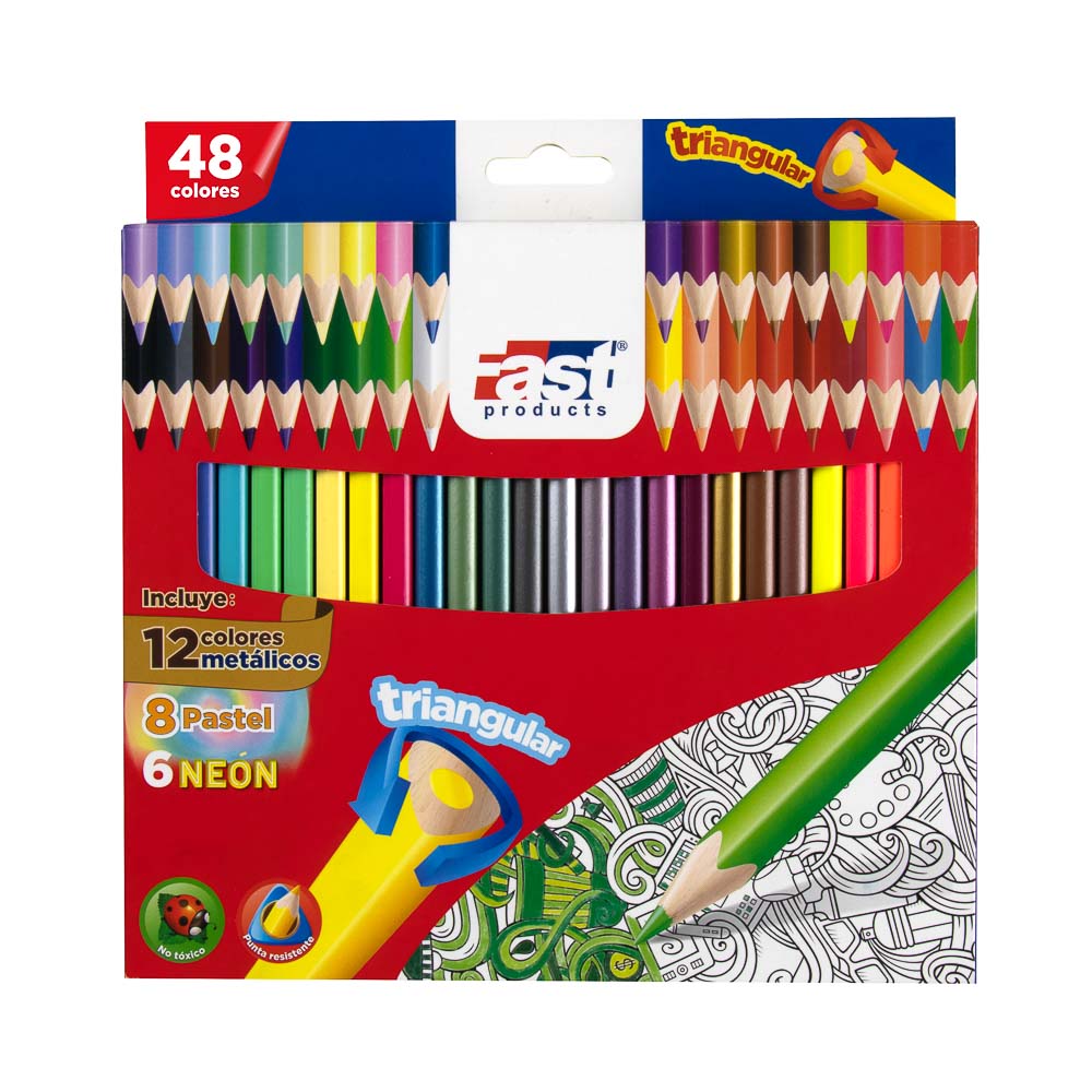 CRAYON DE MADERA FAST 48 COL. LARGO TRIANGULAR