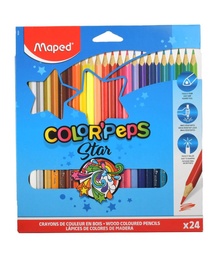 [04005113] CRAYON DE MADERA MAPED 183224 COLOR PEPS TRIANGULAR LARGO, 24 COLORES