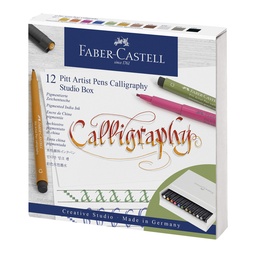 [17279] MARCADORES EN ESTUCHE FABER CASTELL 167512 CALIGRAFICOS 12 COL.