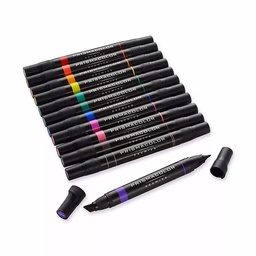[13769] MARCADORES EN ESTUCHE PRISMACOLOR 3620 12 COL. BICELADO-FINO