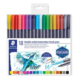 [17323] MARCADORES EN ESTUCHE STAEDTLER 3001 18 COL. ACUARELABLE DOBLE PUNTA