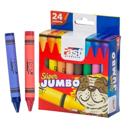 [12872] CRAYON DE CERA FAST 24 COL. SUPER JUMBO REDONDO