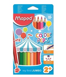 [04005124] CRAYON DE MADERA MAPED 834010 COLOR PEPS TRIANGULAR JUMBO LARGO 12 COLORES