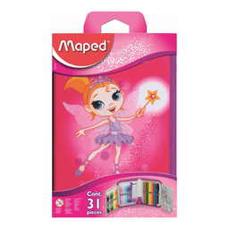 ESTUCHE MAPED 967812 FAIRY CON ACCESORIOS ESCOLARES ROSADO FUERTE