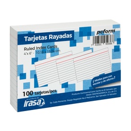 [00755] TARJETAS IRASA 323 4X6" PX100 RAYADAS