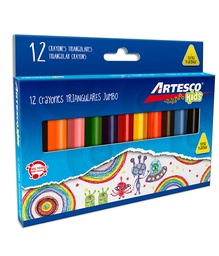 [20402028] CRAYON DE CERA ARTESCO 16314101 TRIANGULAR JUMBO 12 COLORES