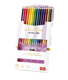 [20403098] CRAYON DE MADERA SCRIBE TRIANGULAR INCOLORS DOBLE PUNTA MINA 4MM 15 COL