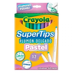 [CM587515] CRAYOLA MARCADOR LAVABLE SUPER TIPS PASTEL 587515 12 COLORES