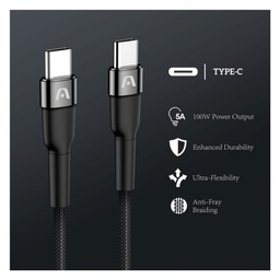 [ARG-CB-0047BK] CABLE USB-C A USB-C ARGOM CARGA RAPIDA 1.8 METROS NEGRO